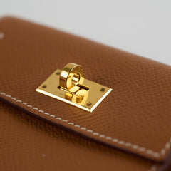Kelly Pocket Slim Wallet Epsom Gold - Stamp U (2022)