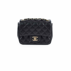 Chanel Mini Square Black Lambskin Microchipped