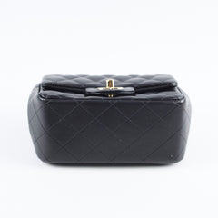 Chanel Mini Square Black Lambskin Microchipped