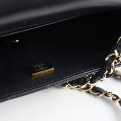 Chanel Mini Square Black Lambskin Microchipped