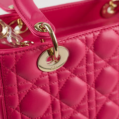 Dior Lady Dior Medium Lambskin Fuchsia Pink