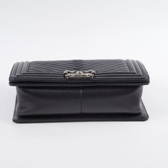 Chanel Old Medium Boy Seasonal Chevron Lambskin Black