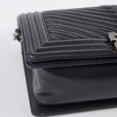 Chanel Old Medium Boy Seasonal Chevron Lambskin Black