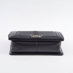 Chanel Old Medium Boy Seasonal Chevron Lambskin Black