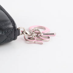 Christian Dior Lambskin Cannage Bi-Colour Flap Card Holder Black/Pink
