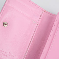 Christian Dior Lambskin Cannage Bi-Colour Flap Card Holder Black/Pink