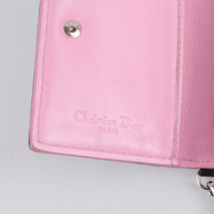 Christian Dior Lambskin Cannage Bi-Colour Flap Card Holder Black/Pink