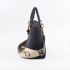 Christian Dior Lady Dior Medium Black Fabric