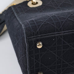 Christian Dior Lady Dior Medium Black Fabric