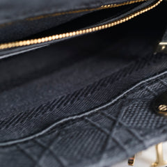 Christian Dior Lady Dior Medium Black Fabric