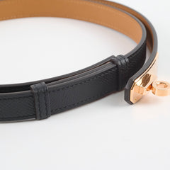 Hermes Kelly 18 Adjustable Belt Noir with Rose Gold - B Stamp