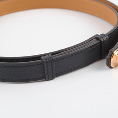Hermes Kelly 18 Adjustable Belt Noir with Rose Gold - B Stamp