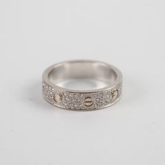 Cartier Pave Diamonds Love Ring White Gold Size 53