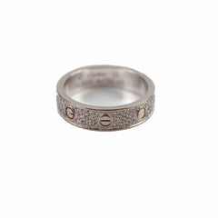 Cartier Pave Diamonds Love Ring White Gold Size 53