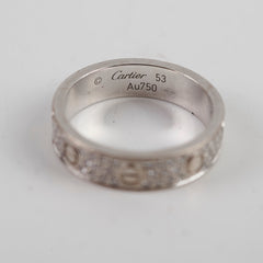 Cartier Pave Diamonds Love Ring White Gold Size 53
