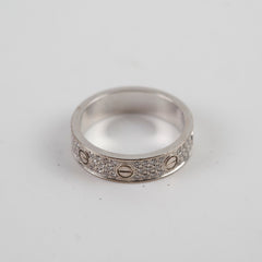 Cartier Pave Diamonds Love Ring White Gold Size 53