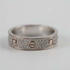 Cartier Pave Diamonds Love Ring White Gold Size 53