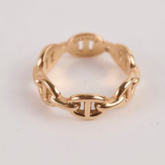 Hermes Chaine Rose Gold Ring Size 50