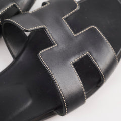Hermes Oran Slides Black Size 37.5