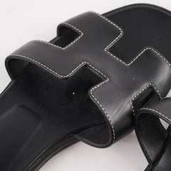 Hermes Oran Slides Black Size 37.5