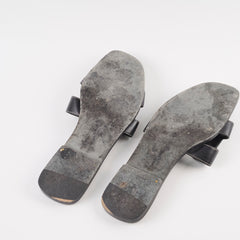 Hermes Oran Slides Black Size 37.5