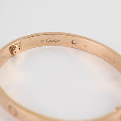 Cartier 4 Diamond Love Bracelet Size 17
