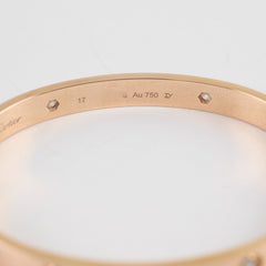 Cartier 4 Diamond Love Bracelet Size 17