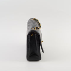 Chanel 1991-1994 Lambskin Mademoiselle Flap Black