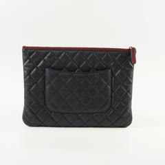 Chanel O case Clutch Caviar Black