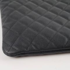 Chanel O case Clutch Caviar Black