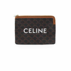 Celine Triomphe Logo Clutch Brown