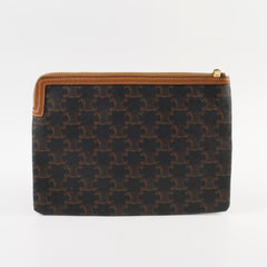 Celine Triomphe Logo Clutch Brown
