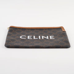 Celine Triomphe Logo Clutch Brown