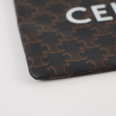 Celine Triomphe Logo Clutch Brown