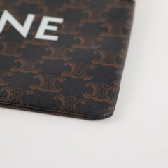 Celine Triomphe Logo Clutch Brown