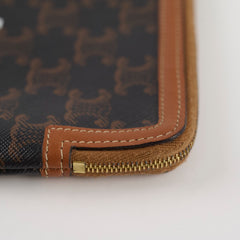 Celine Triomphe Logo Clutch Brown
