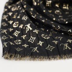 Louis Vuitton Black/Gold Scarf Silk 190 x 60 cm
