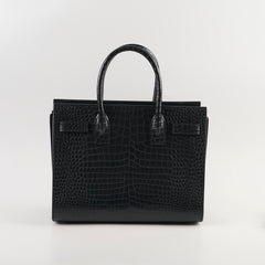 Saint Laurent Sac De Jour Croc Embossed Dark Green