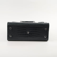 Saint Laurent Sac De Jour Croc Embossed Dark Green
