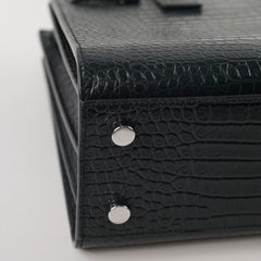 Saint Laurent Sac De Jour Croc Embossed Dark Green