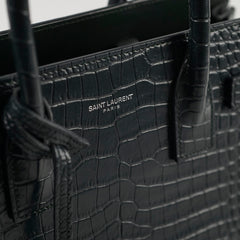 Saint Laurent Sac De Jour Croc Embossed Dark Green