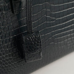 Saint Laurent Sac De Jour Croc Embossed Dark Green