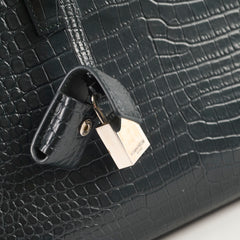 Saint Laurent Sac De Jour Croc Embossed Dark Green