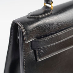 Hermes Vintage Kelly 32 Box Black J Circle Stamp 1980