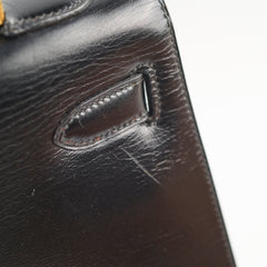 Hermes Vintage Kelly 32 Box Black J Circle Stamp 1980