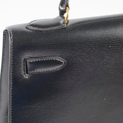 Hermes Vintage Kelly 32 Box Black J Circle Stamp 1980