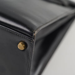 Hermes Vintage Kelly 32 Box Black J Circle Stamp 1980