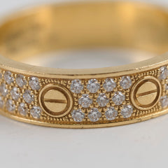 Cartier Pave Diamonds Love Ring SM Yellow Gold Size 54