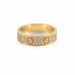 Cartier Pave Diamonds Love Ring SM Yellow Gold Size 54