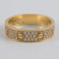 Cartier Pave Diamonds Love Ring SM Yellow Gold Size 54